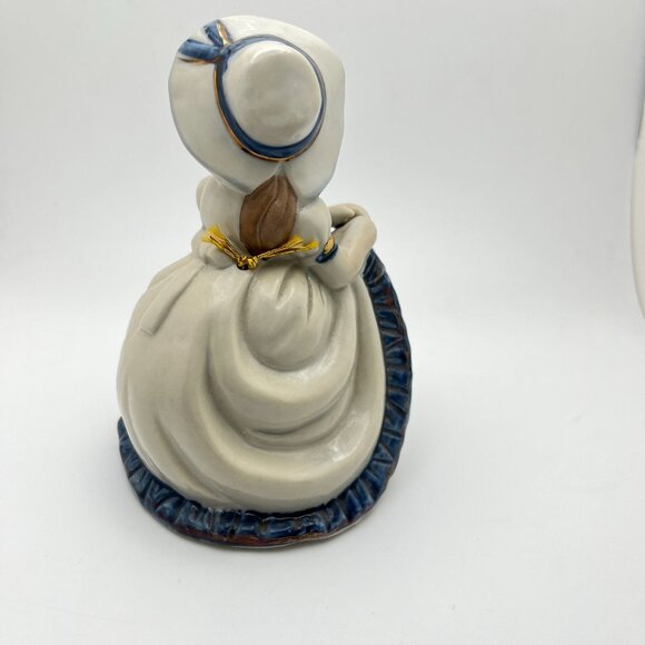 Vintage Porcelain Bell Girl in a Blue Dress Southern Belle Hand Painted Taiwan - Picture 2 of 8